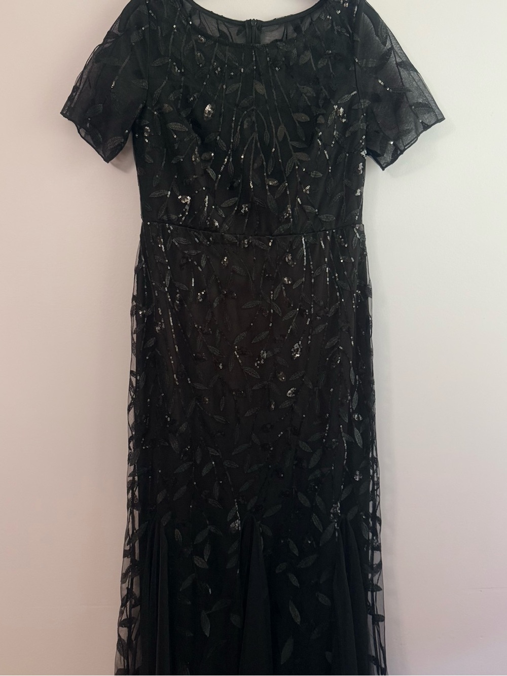 Black Long-Sleeve Embellished Evening Dress